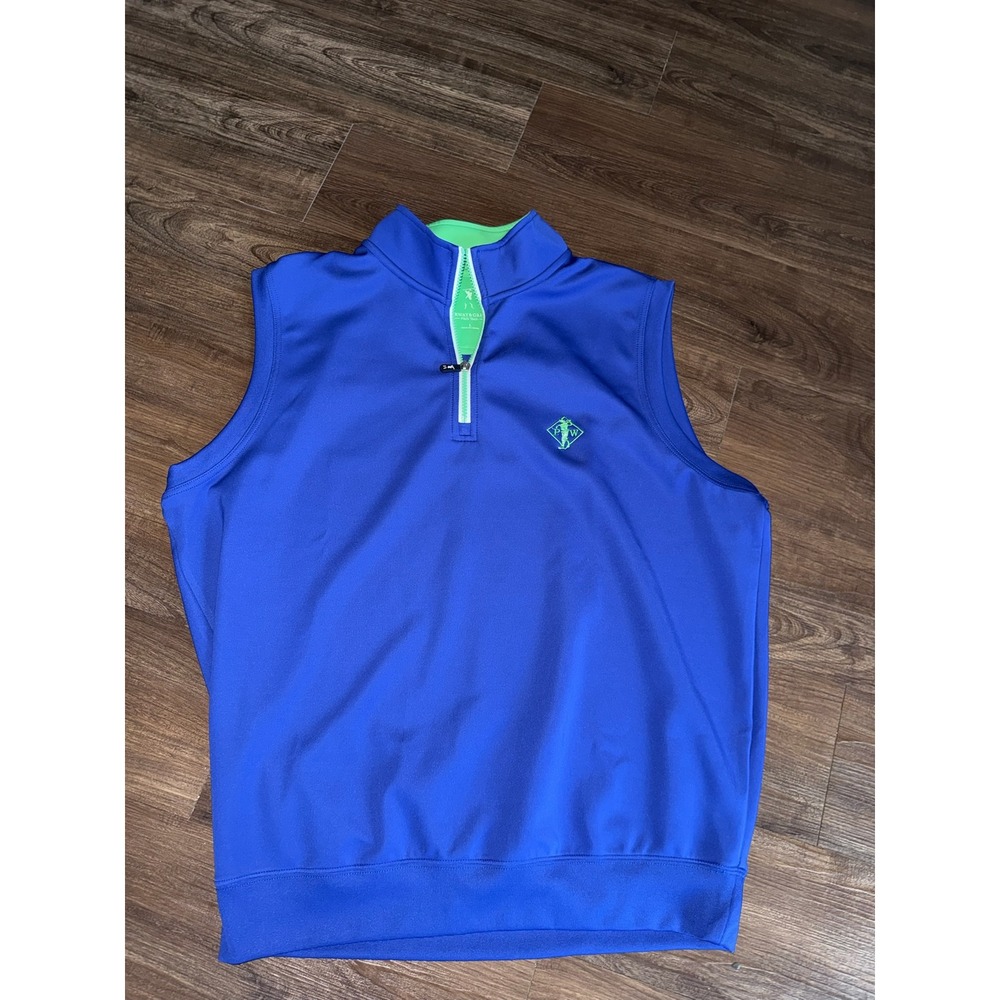 Fairway & Greene Quarter Zip Golf Vest Blue Green Stretch Performance Mens Large